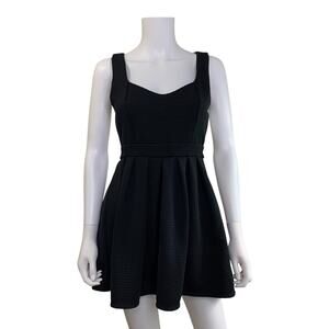 Poof Couture Womens Skater Dress Size M Black Mini Heart Cutout Back Fit Flare